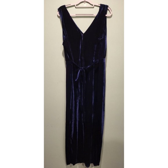 New Modcloth X Collectif Angel Navy Blue Velvet Maxi Dress Sleeveless Slit Sz 16 - Picture 5 of 9